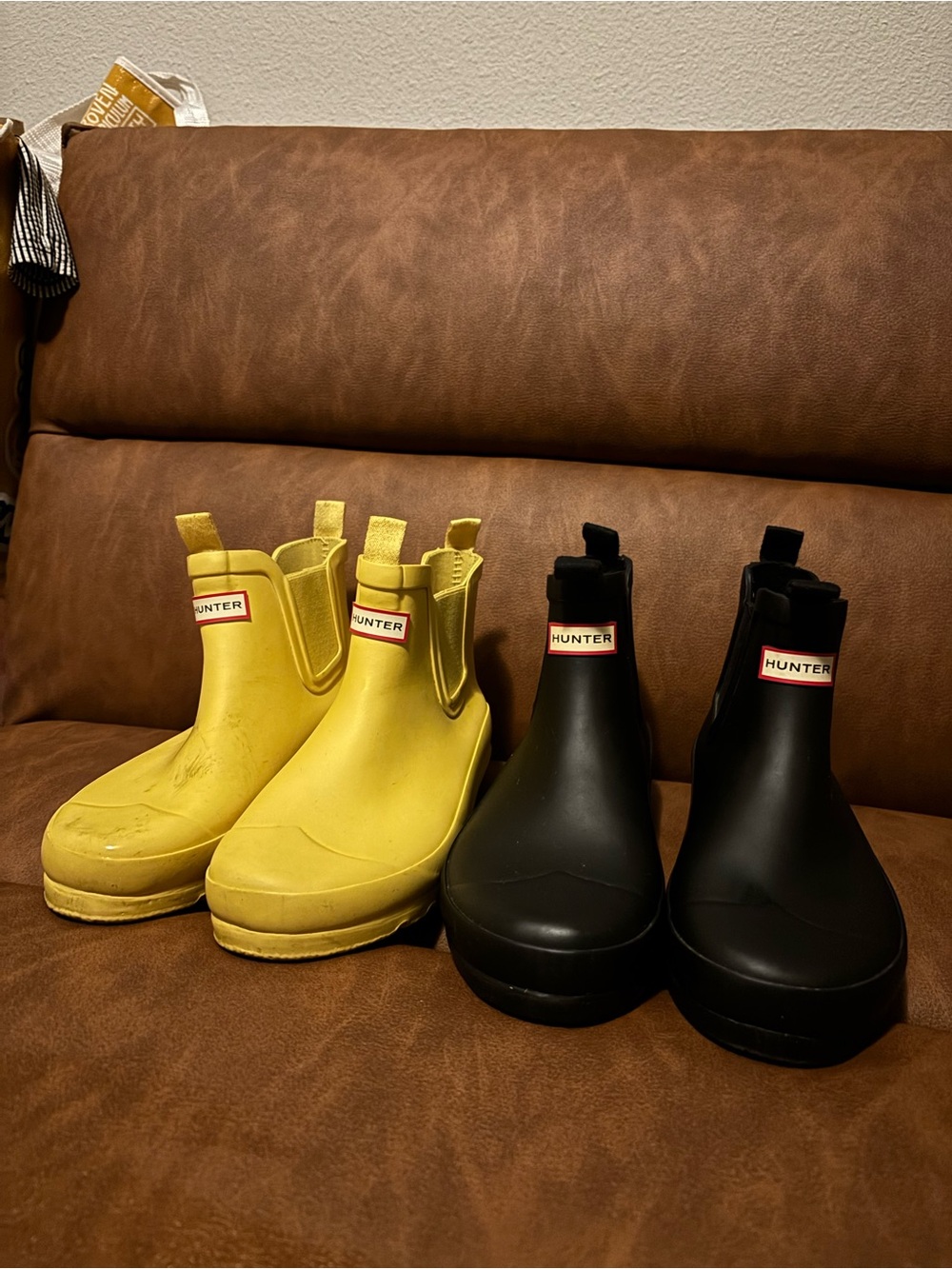 Hunter Women’s Chelsea Rain Boots in Yellow and Black